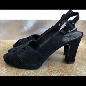 Ralph Lauren Collection Peep Toe Suede High Heel sandals 8 Italy